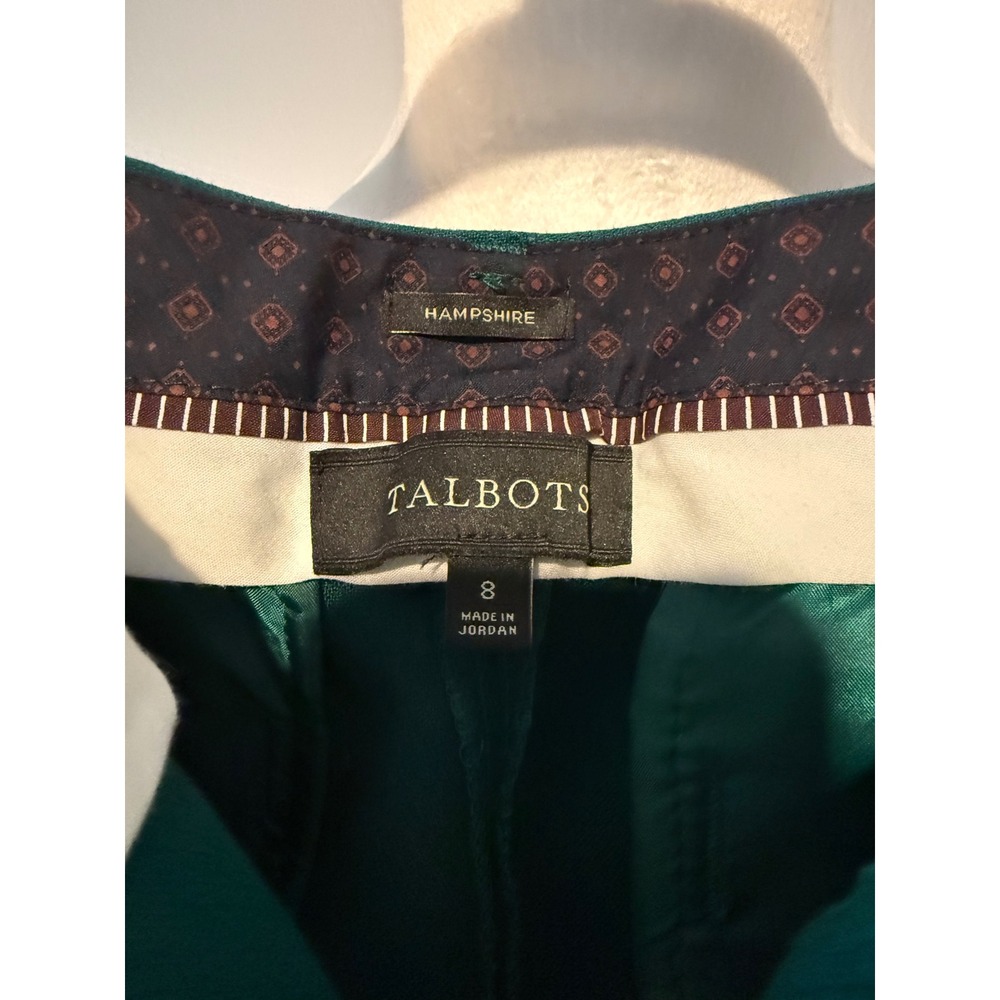 Talbots Hampshire Ankle Pants Women 8 Forest Green Textured Straight Leg Trouser - Picture 3 of 7
